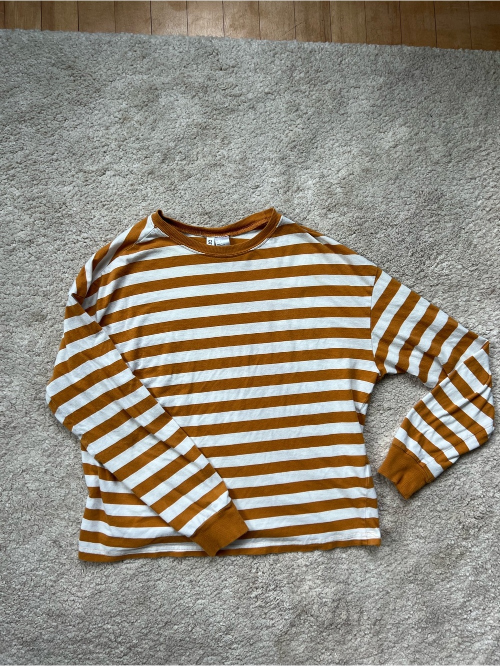 Striped Mustard & White Long-Sleeve